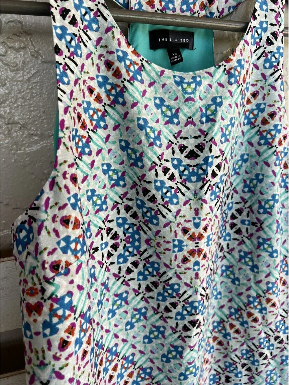 The Limited Halter Dress Extra Small Blue Red Maxi Sleeveless Geometric Women's